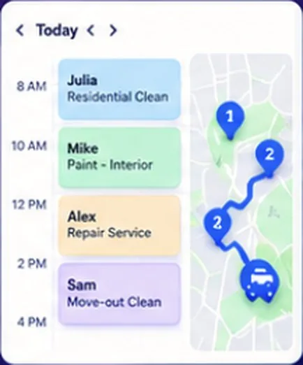 Today's schedule with live route map